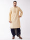 Vastramay Men's Gold Zari Weaved Kurta Dhoti Set
